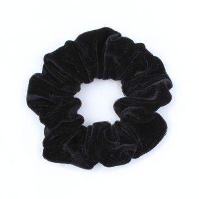 Regular - Black velvet fabric scrunchie. Dia.10cm