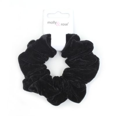 Regular - Black velvet fabric scrunchie. Dia.10cm