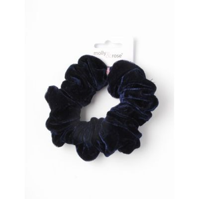 Regular - Navy velvet fabric scrunchie. Dia.10cm