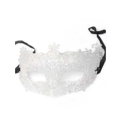 Silver glitter filigree style masquerade mask