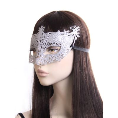 Silver glitter filigree style masquerade mask