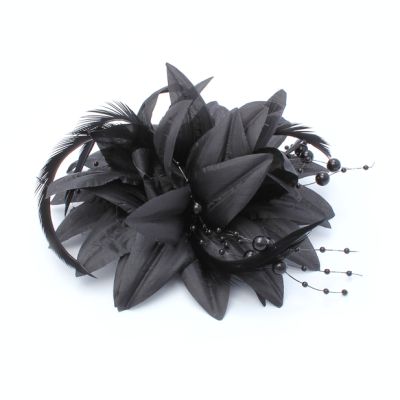 © Style Jasmin. Black fabric flower fascinator on a clip and pin