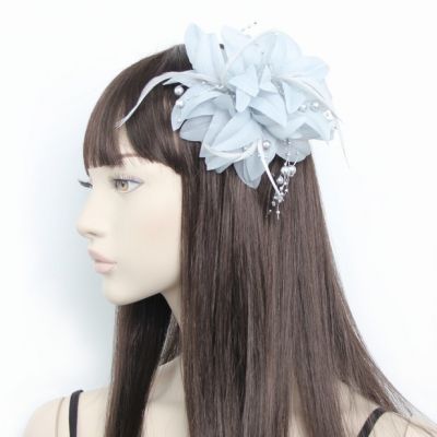 © Style Jasmin. Grey fabric flower fascinator on a clip and pin