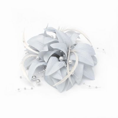 © Style Jasmin. Grey fabric flower fascinator on a clip and pin