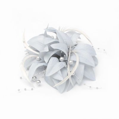 © Style Jasmin. Grey fabric flower fascinator on a clip and pin