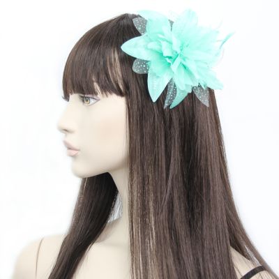 © Style Molly. Aqua flower fascinator on a clear comb