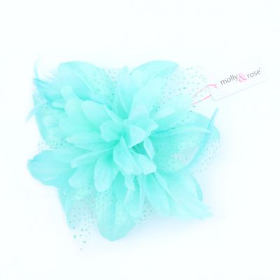 © Style Molly. Aqua flower fascinator on a clear comb