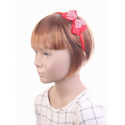 Double gingham bow satin 1cm wide aliceband