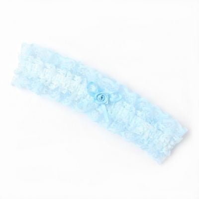 Pastel blue lace brides garter*