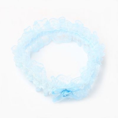 Pastel blue lace brides garter*