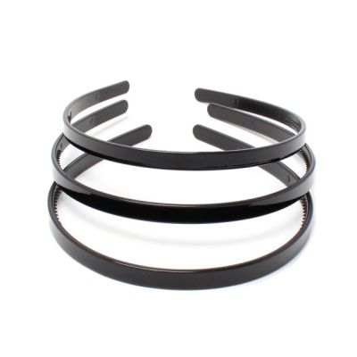 Card of 3 Black 8mm wide recycled plastic alicebands