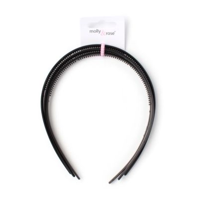 Card of 3 Black 8mm wide plastic alicebands
