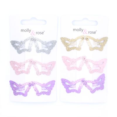 Card of 6 glitter butterfly sleepies. 3cm