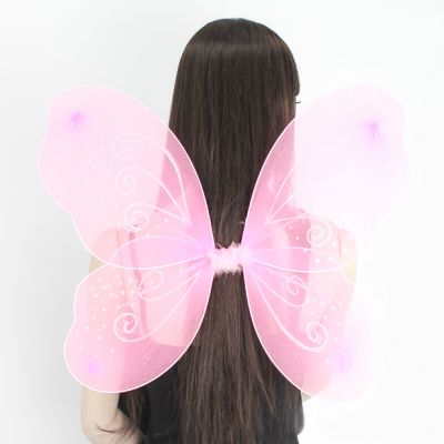 Pink net fairy wings with glitter swirls 51x44cm