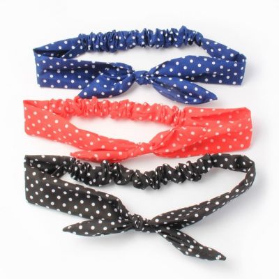 Spotty fabric bandeau with knotted bow