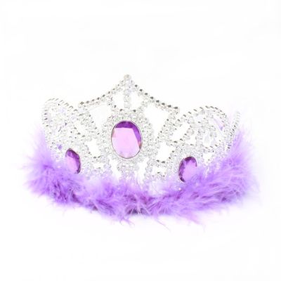 Silv plastic tiara with feather trim