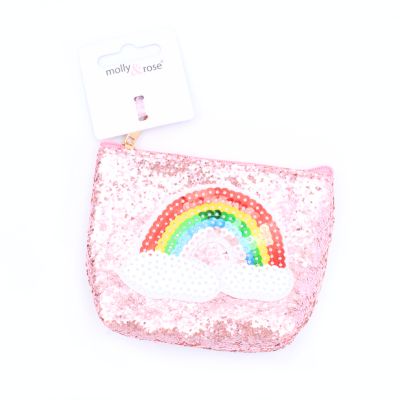 Glitter zip purse with rainbow motif 11 x 9cm