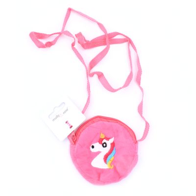 Unicorn motif purse with long strap. 9cm