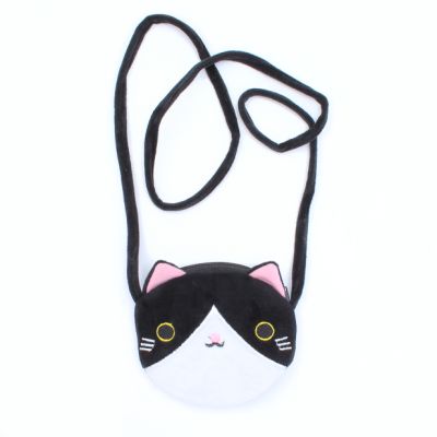 Cat face purse with long strap 11x9cm