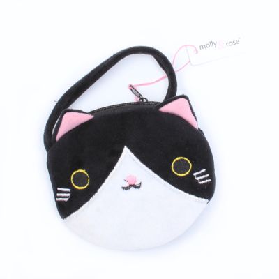 Cat face purse with long strap 11x9cm