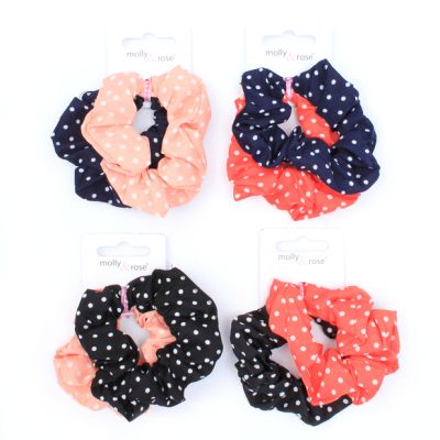 Small - Card of 2 polka dot scrunchies. Dia.7cm