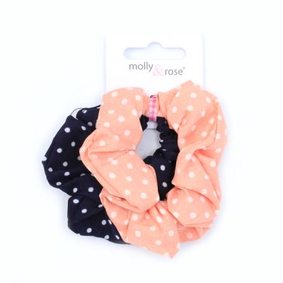 Small - Card of 2 polka dot scrunchies. Dia.7cm