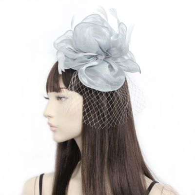 © Style Fleur. Grey chiffon fascinator on an aliceband