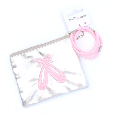 Ballet shoes metallic purse 9x11cm