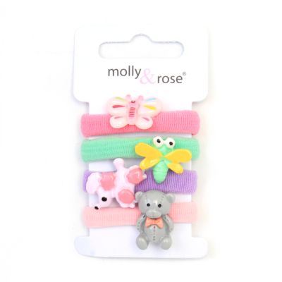 Card of 4 animal motif jersey elastics