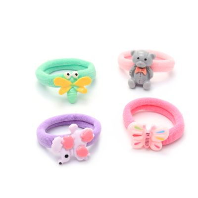 Card of 4 animal motif jersey elastics