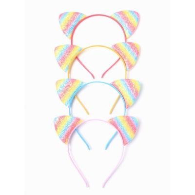 Sparkly rainbow cat ears on an aliceband