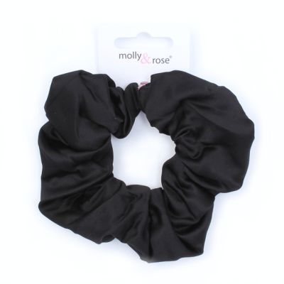 Regular - Black satin scrunchie. Dia.10cm