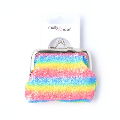 Rainbow glitter clasp purse 9x7cm