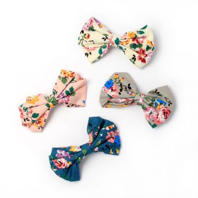 Floral print fabric bow clip 9cm
