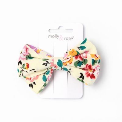 Floral print fabric bow clip 9cm
