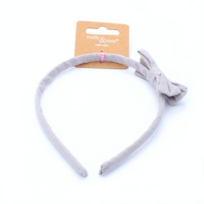 1cm wide 100% Cotton fabric aliceband with bow