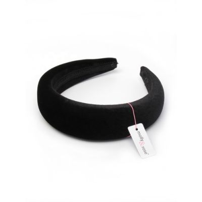 4cm wide Black velvet padded aliceband