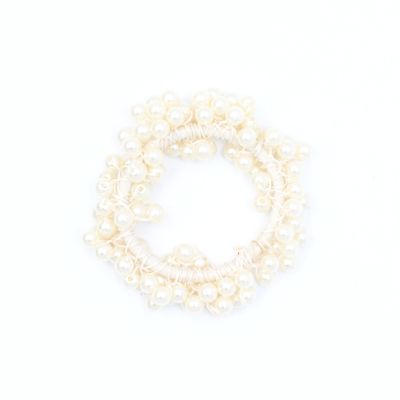 Hand threaded Pearl bead scrunchie