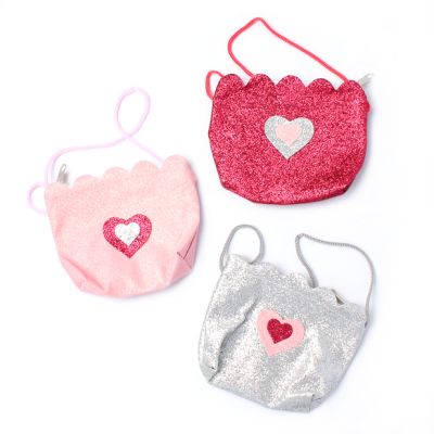 Glitter bag with long cord 11x9cm