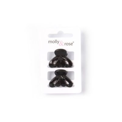 Card of 2 Black heart detail clamps. 2.5cm