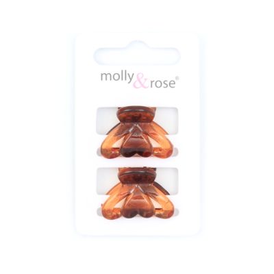 Card of 2 Tort heart detail clamps. 2.5cm