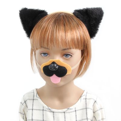 Pug ears, nose and tail dress up set