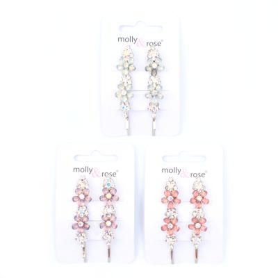 Card of 2 beaded resin flower grips 6cm