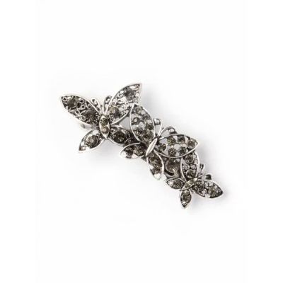 Vintage style crystal butterfly barrette 5.5cm
