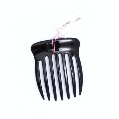 Black wide toothed plastic side comb. 7cm