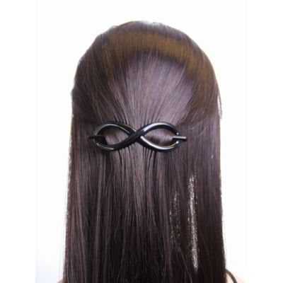Black infinity loop chignon hair pin. 10cm