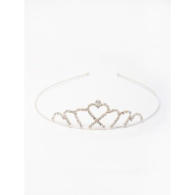 Crystal heart tiara in silver plate