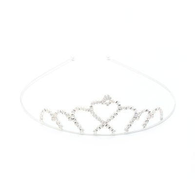 Crystal heart tiara in silver plate