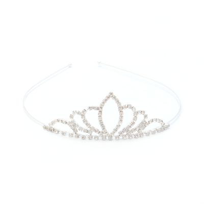 Crystal tapered design tiara in silver plate