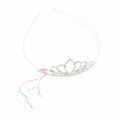 Crystal tapered design tiara in silver plate